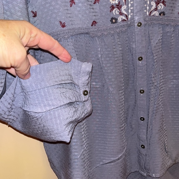 Knox Rose boho style size Small long sleeve lavender blouse w/embroidery - Picture 5 of 9
